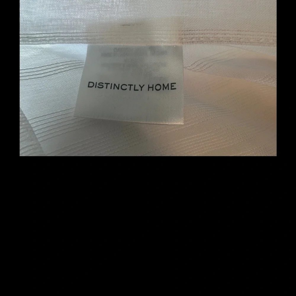 Distinctly Home Lana White Striped Sheer NWT Grey Grommet Panel Curtain 54Wx84L